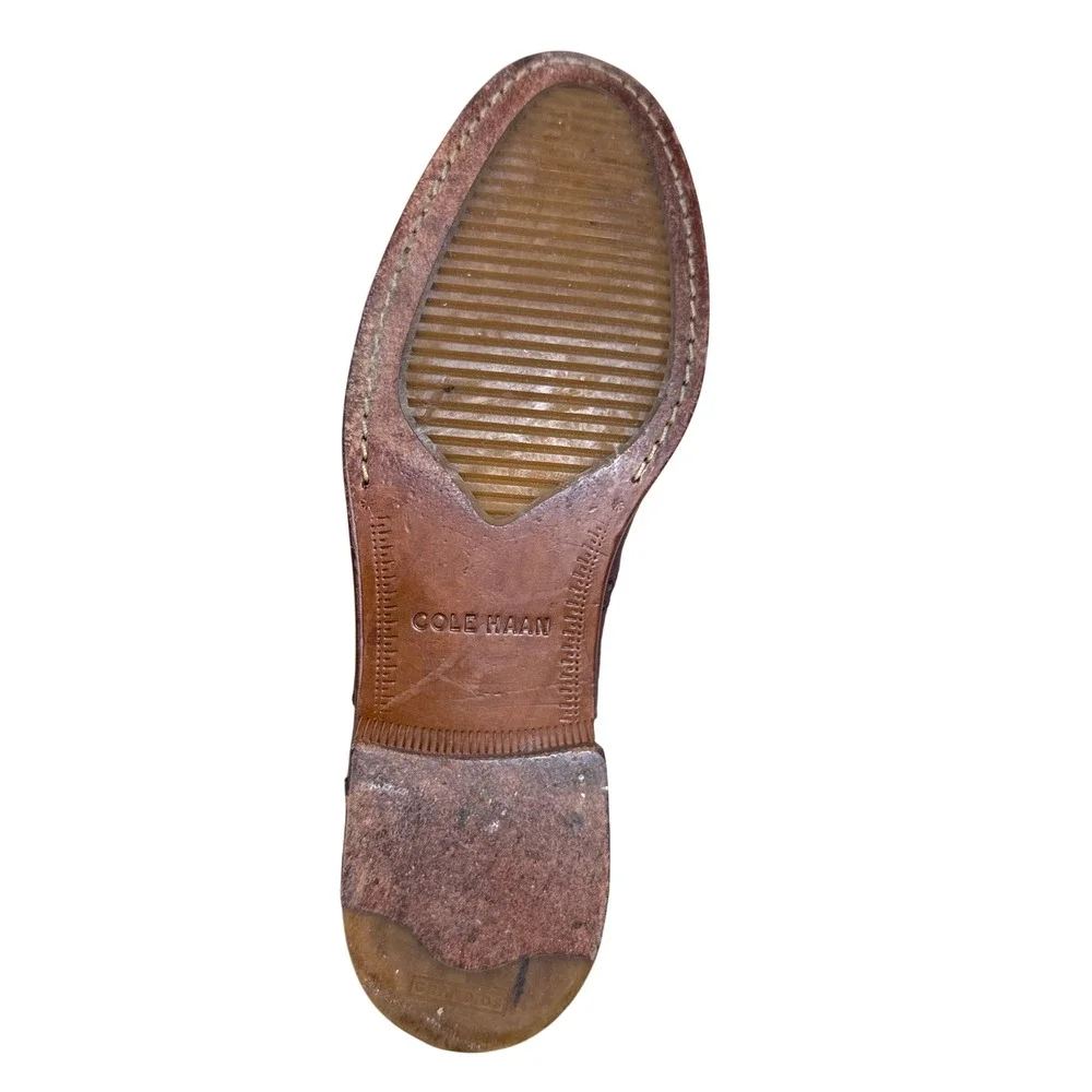 Cole Haan Wingtip Oxford Mens 8.5 Brown Leather Grand.OS Brogue Dress Shoes